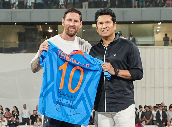 Sachin interacts with fans in Marathi in Mumbai with Lionel Messi