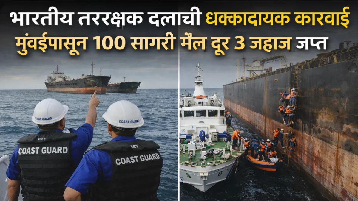 भारतीय तटरक्षक दलाची धक्कादायक कारवाई, मुंबईपासून 100 सागरी मैल दूर 3 तेल तस्कर जहाज जप्त