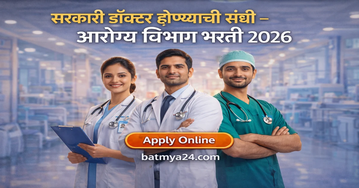 आरोग्य विभाग वैद्यकीय अधिकारी (MO) भरती 2026 – कुल 1440 पदे | ऑनलाईन अर्ज