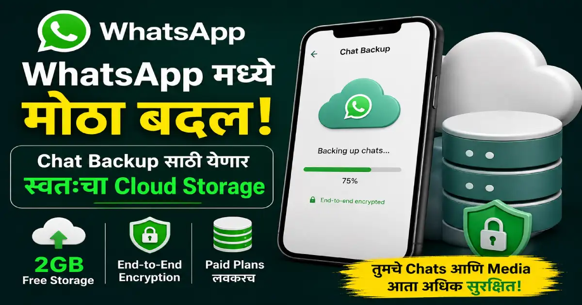 WhatsApp मध्ये मोठा बदल! Chat Backup साठी येणार स्वतःचा Cloud Storage, 2GB Free मिळण्याची शक्यता