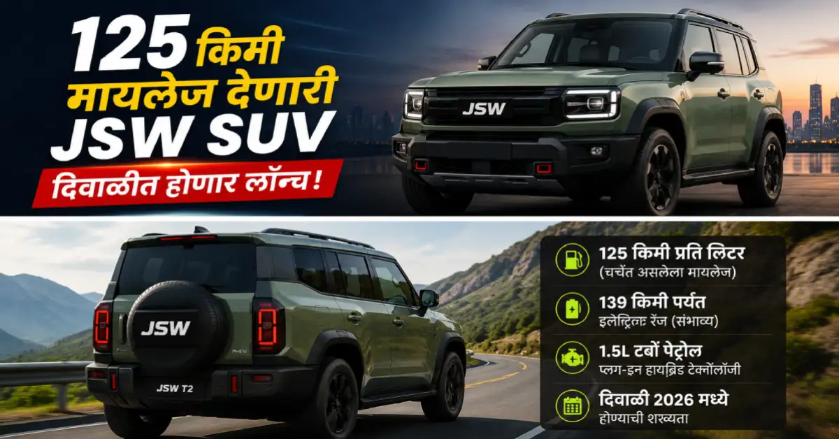 125 किमी मायलेज देणारी SUV येणार? JSW ची नवी हायब्रिड कार दिवाळीत होणार लॉन्च