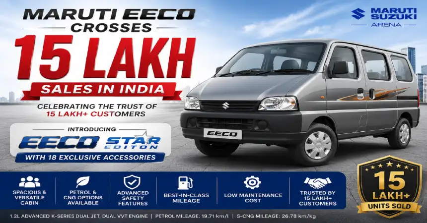 Maruti Eeco ने रचला इतिहास! 15 लाख गाड्यांची विक्री पूर्ण, कंपनीने लाँच केली नवीन Star Edition